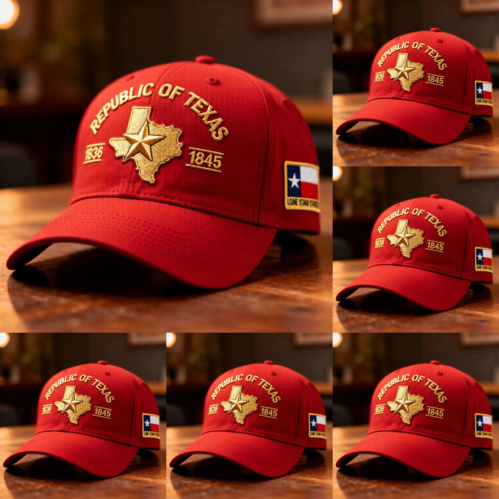 Bestickte Cap mit Texas-Silhouette &amp; goldenem 3D-Stickmotiv | Verstellbare Passform 56–61 cm | Dunkelmarineblau