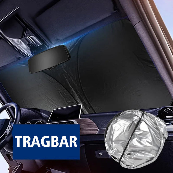 Pare-soleil de pare-brise auto taille moyenne | Protection UV et chaleur pour petites voitures | pliable avec sac | incl. housse de volant
