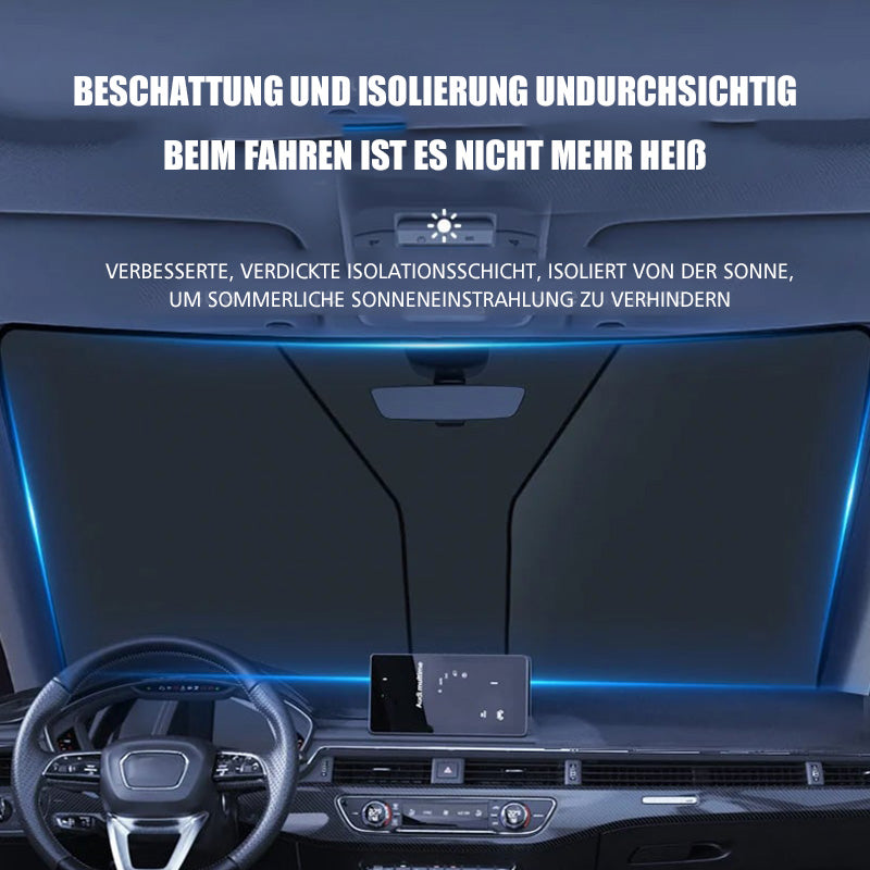 Pare-soleil de pare-brise auto taille moyenne | Protection UV et chaleur pour petites voitures | pliable avec sac | incl. housse de volant