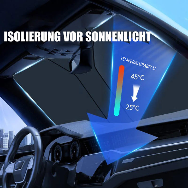 Pare-soleil de pare-brise auto taille moyenne | Protection UV et chaleur pour petites voitures | pliable avec sac | incl. housse de volant