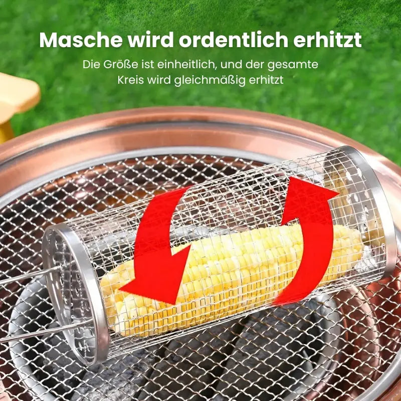 Buy 1 Get 1 Free | Portable stainless steel grill basket with wheels