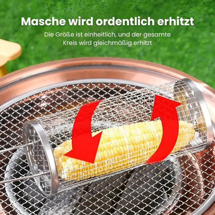 Buy 1 Get 1 Free | Portable stainless steel grill basket with wheels