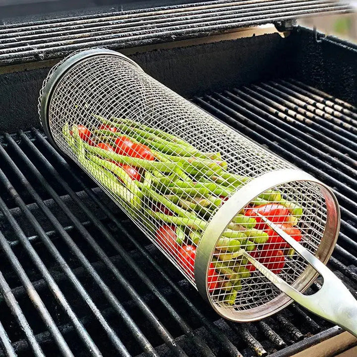 Buy 1 Get 1 Free | Portable stainless steel grill basket with wheels