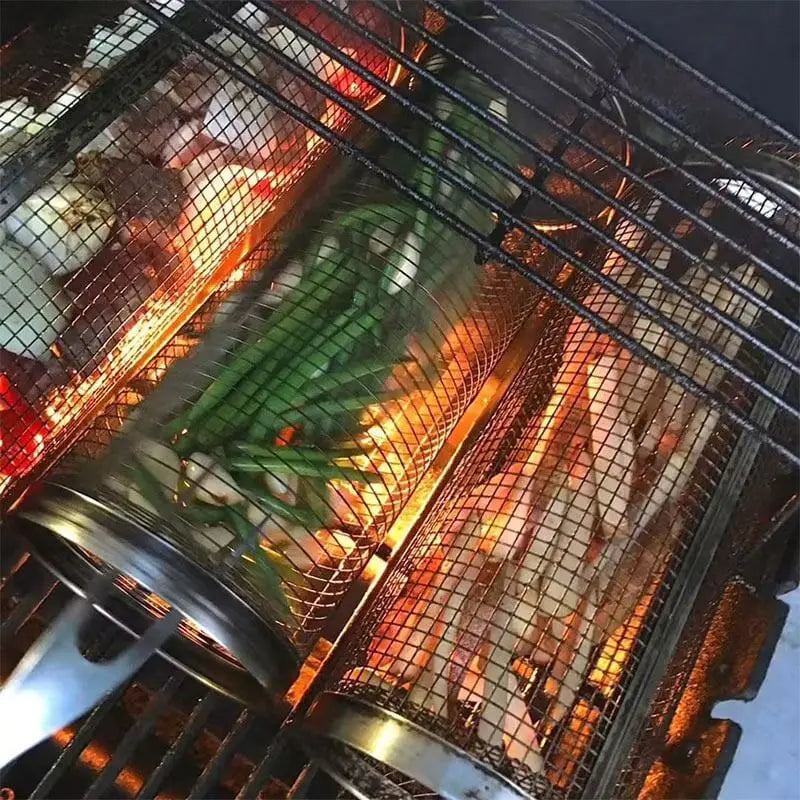 Buy 1 Get 1 Free | Portable stainless steel grill basket with wheels