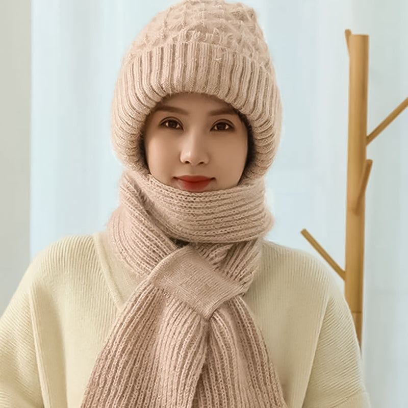 Damen Winterset | Warme Mütze mit passendem Schal aus weichem Polyester
