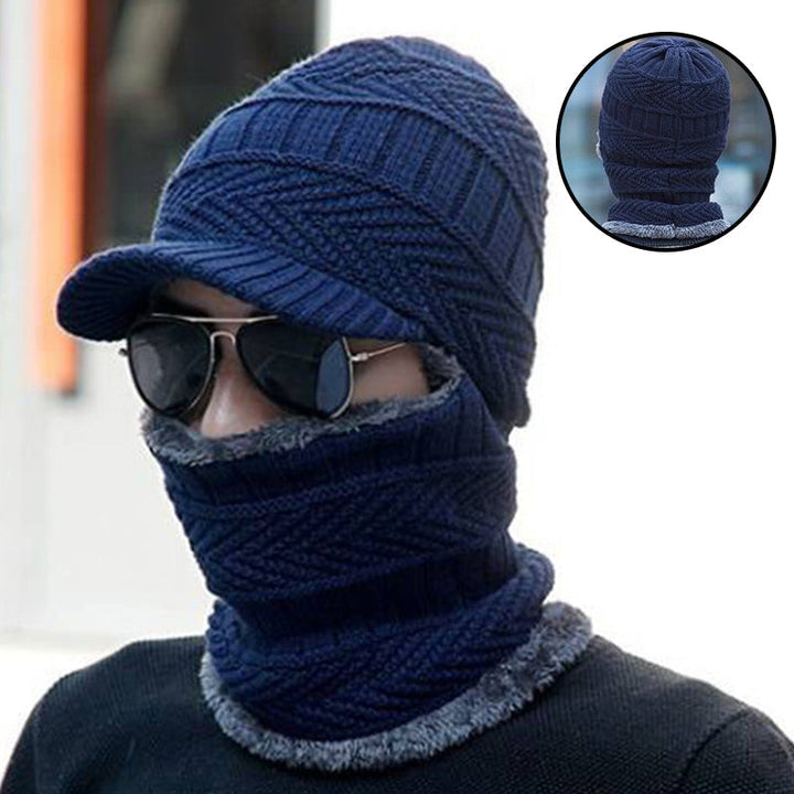 Winter Beanie mit Maske | Verdickt &amp; Gefüttert | Strickmütze mit Nackenschutz