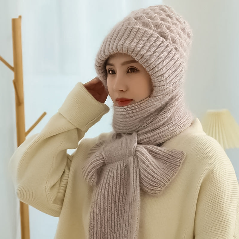 Damen Winterset | Warme Mütze mit passendem Schal aus weichem Polyester