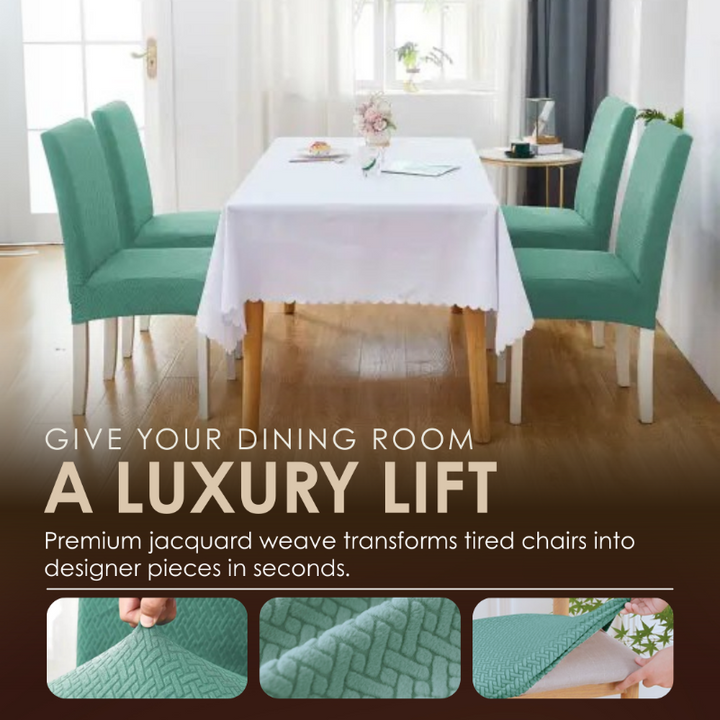 Jacquard-Stretch-Stuhlhussen im 2er-, 4er- oder 6er-Set | Für Rückenlehnen 45–60 cm | Fleckenresistent &amp; knitterarm | Perfekter Sitz ohne Verrutschen