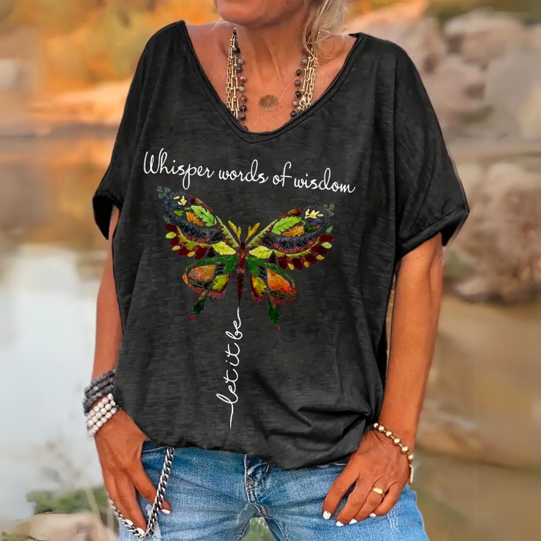 Ines | Top with Butterfly Print