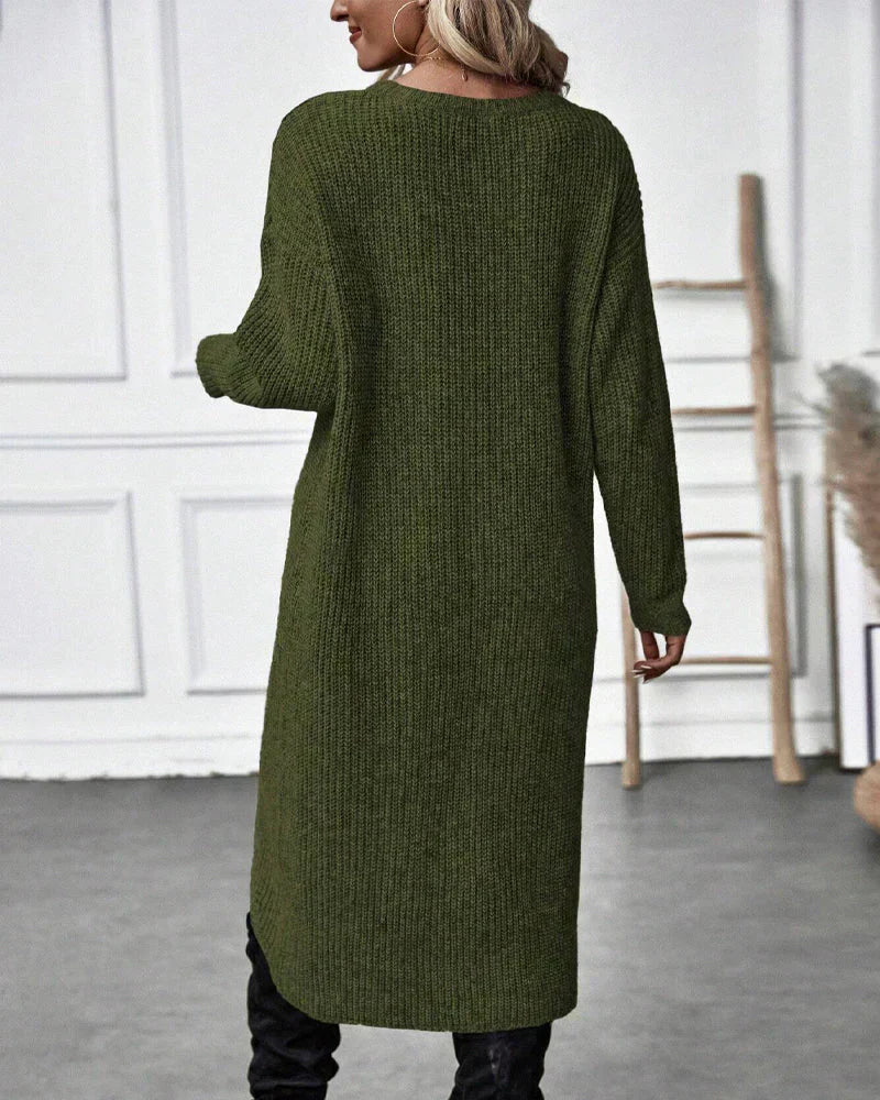 Emma | Luxuriöses Strickkleid mit Schlitz Damen Kleid
