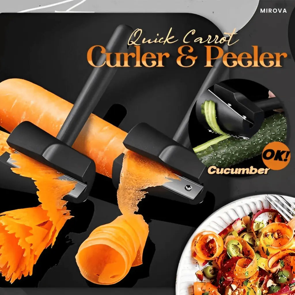 Vegetable spiralizer + peeler | Make vegetable flowers &amp; spirals in seconds | Stainless steel blade + food-grade ABS | 6.5×7.6×18.5 cm