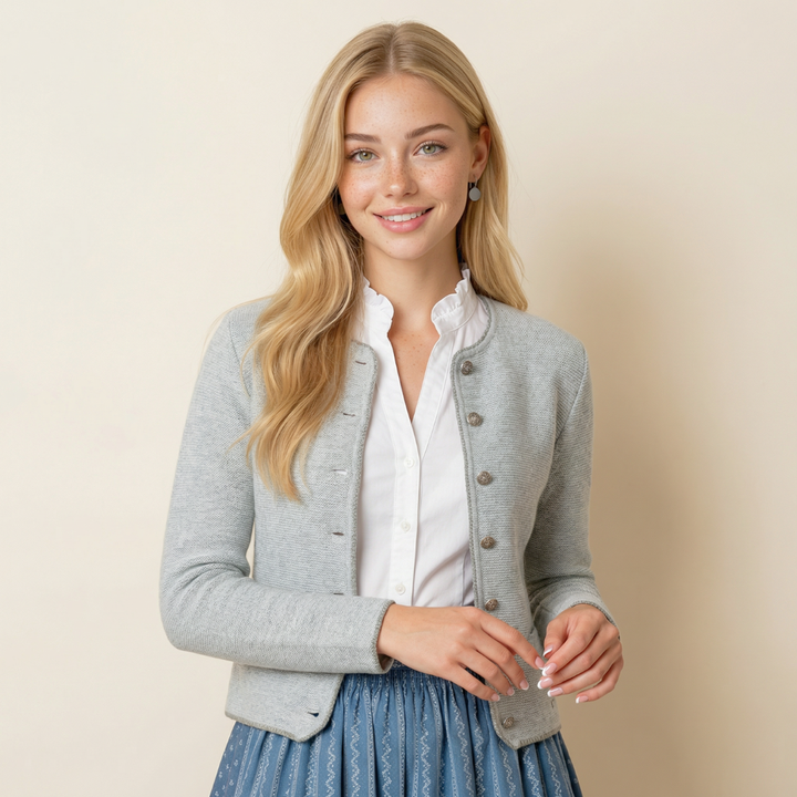 Damen Trachten Strickjacke | Taillierte Strickjacke mit Linksstrick und handeingefassten Kanten