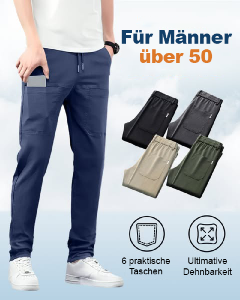 Herren Cargo-Hose mit 6 Taschen | Hochelastisch, wasserabweisend &amp; schnelltrocknend | Knitterarm, formstabil | S–4XL