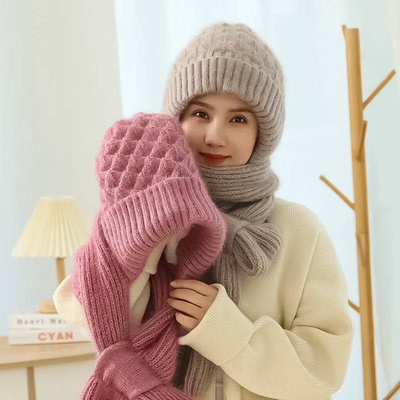 Damen Winterset | Warme Mütze mit passendem Schal aus weichem Polyester