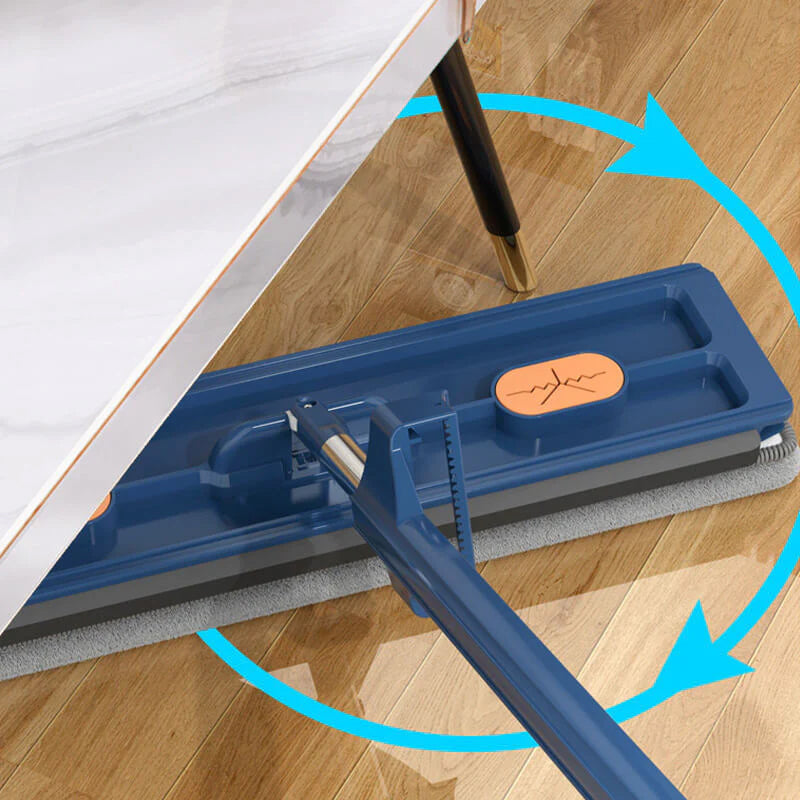 Flachmopp mit Selbstwringfunktion | 360° Drehkopf &amp; Mikrofaser | Handfreies Wischen für alle Bodenarten