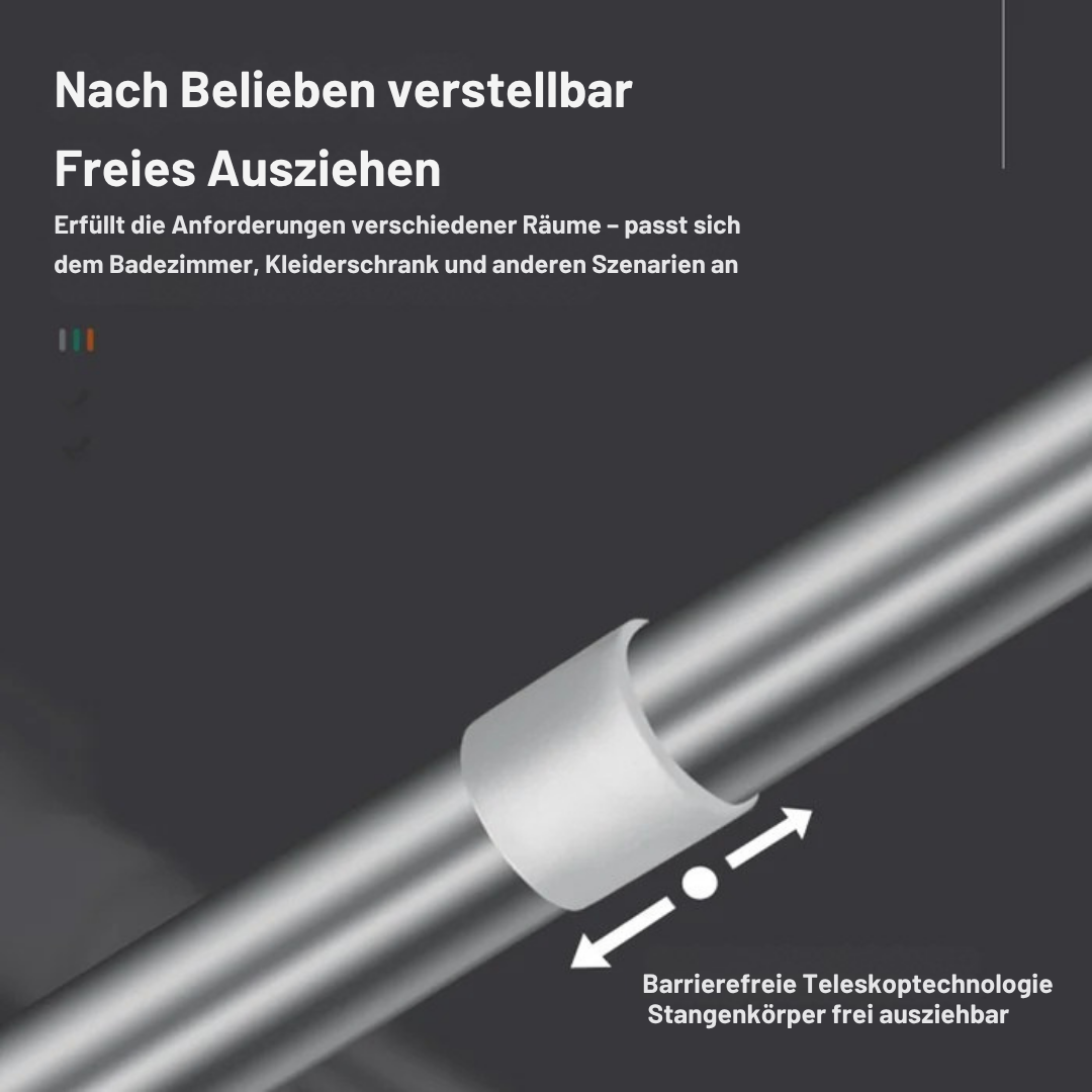 Fúrás nélküli teleszkópos rúd rozsdamentes acélból | 70–120 cm állítható | Rozsdamentes és szerszámmentes | Zuhany-, függöny- és szekrényrúd