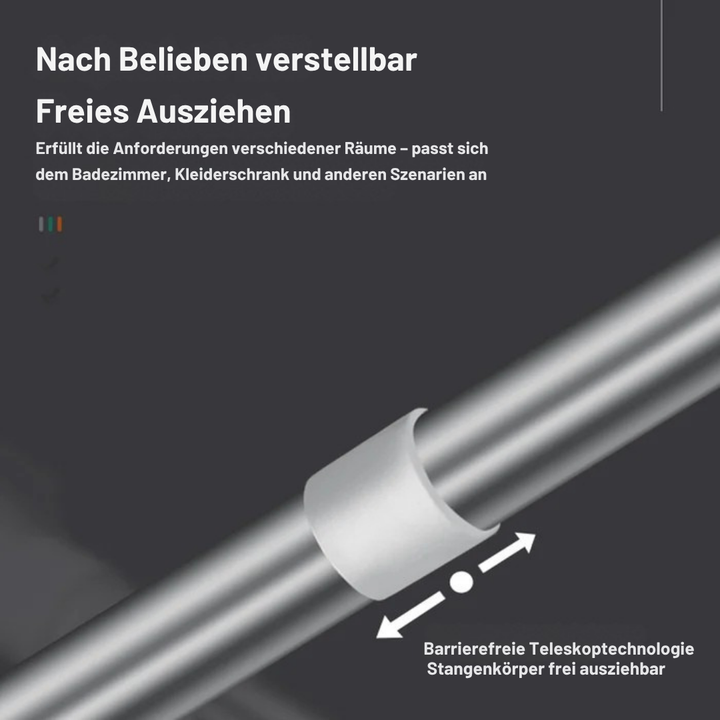 Fúrás nélküli teleszkópos rúd rozsdamentes acélból | 70–120 cm állítható | Rozsdamentes és szerszámmentes | Zuhany-, függöny- és szekrényrúd