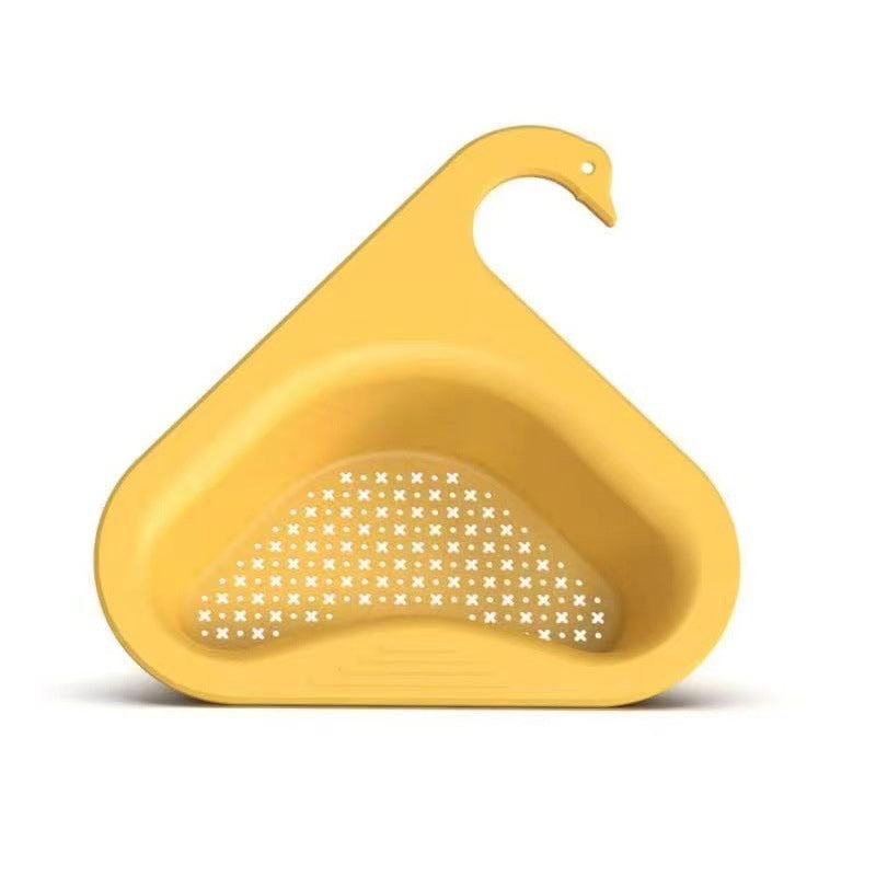 Filtre d’évier d’angle avec crochet lot de 2 | Design cygne, gain de place | Pour déchets de cuisine, égouttoir et porte-éponge