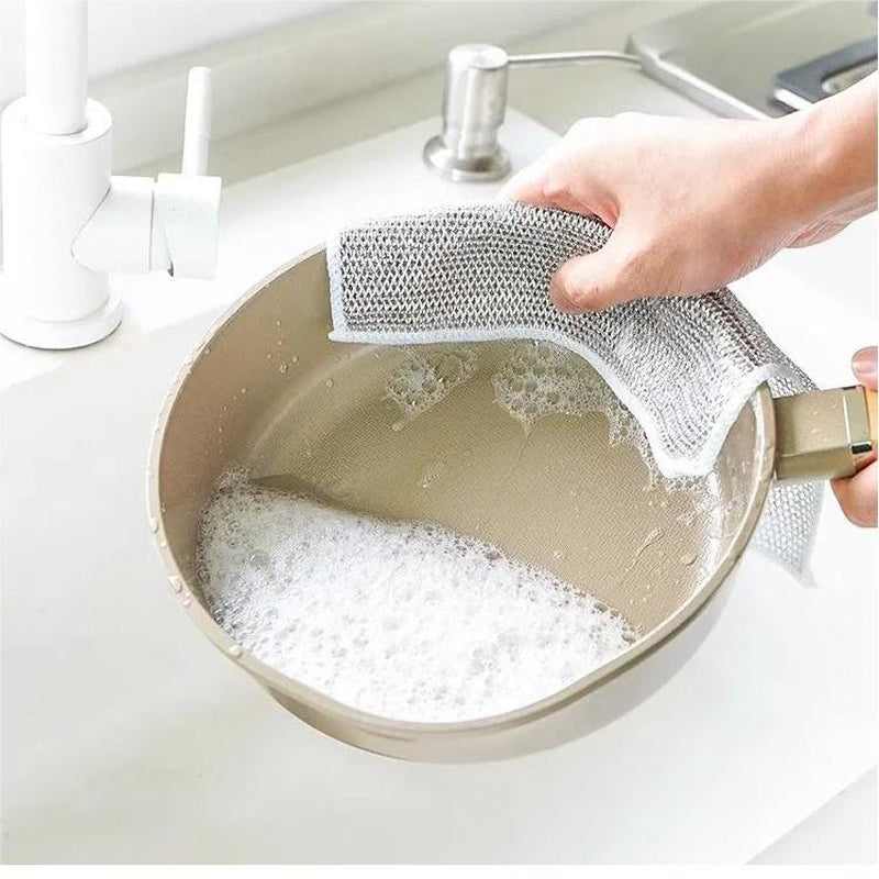 Panni pulisci filo 20×20 cm | Forte potere sgrassante, asciugatura rapida e riutilizzabili | Per pentole, padelle, fornelli e griglie | 5+5 omaggio