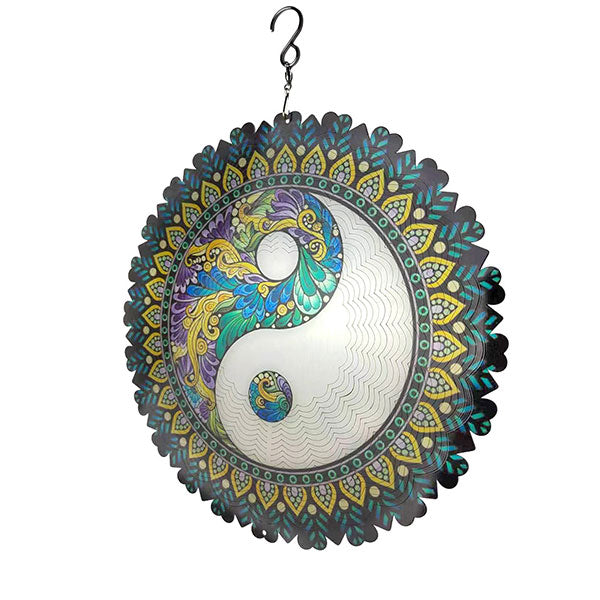 Mandala Windspiel aus Edelstahl | Drehbarer 3D-Windgong für Garten, Balkon &amp; Wohnraum | Rostfrei &amp; wetterfest