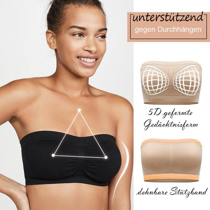 Trägerloser Bandeau-BH nahtlos &amp; rutschfest | Drahtlos, ultra dehnbar &amp; atmungsaktiv | Glättet Rücken/Seiten | Nylon
