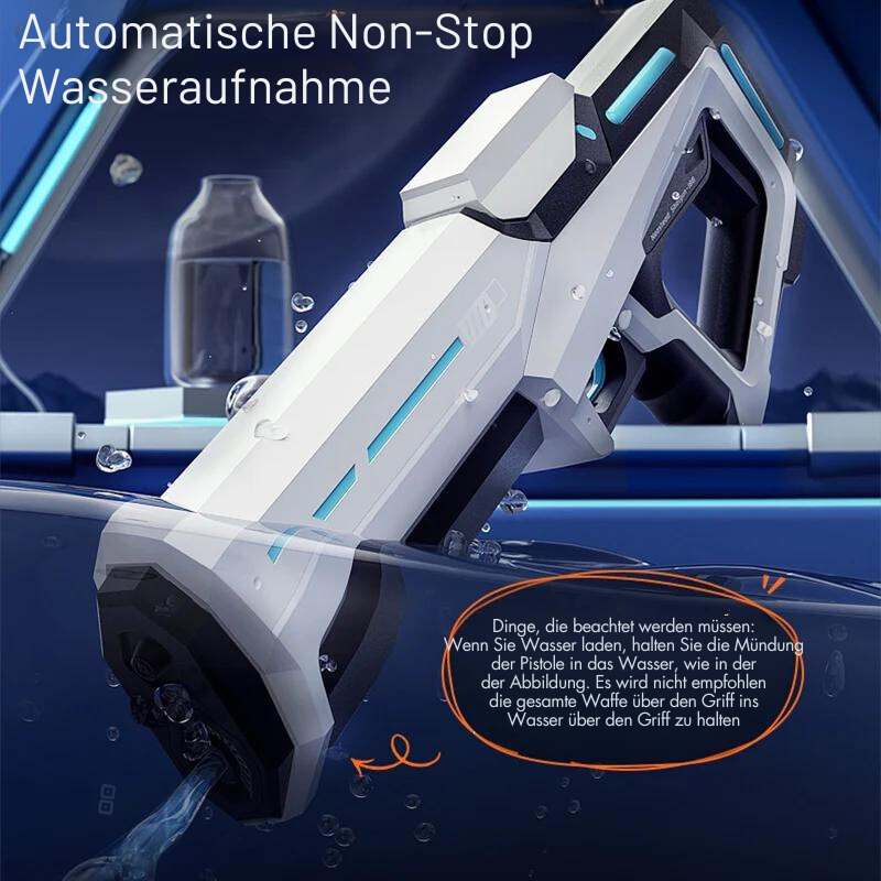 Elektrische Wasserpistole 1 L Tank | Automatisches Sprühen ohne Pumpen | 8–10 m Reichweite | Akku, 43 cm, ABS