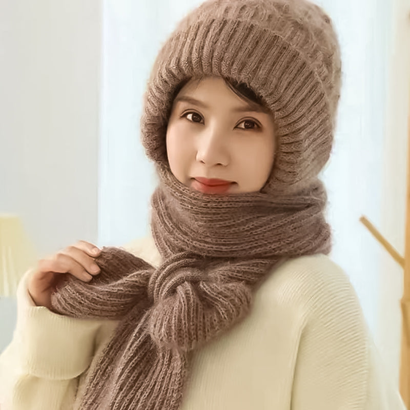Damen Winterset | Warme Mütze mit passendem Schal aus weichem Polyester