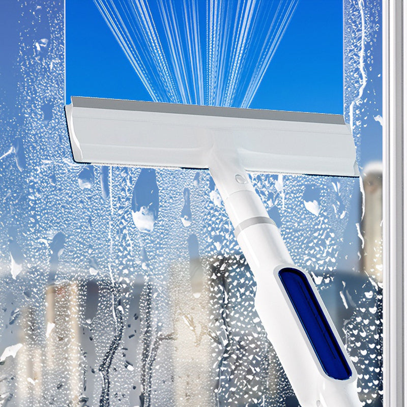 Fensterreiniger mit Teleskopstange &amp; Doppelabzieher | Streifenfreie Glasreinigung mit Sprühfunktion | Für Fenster &amp; Spiegel