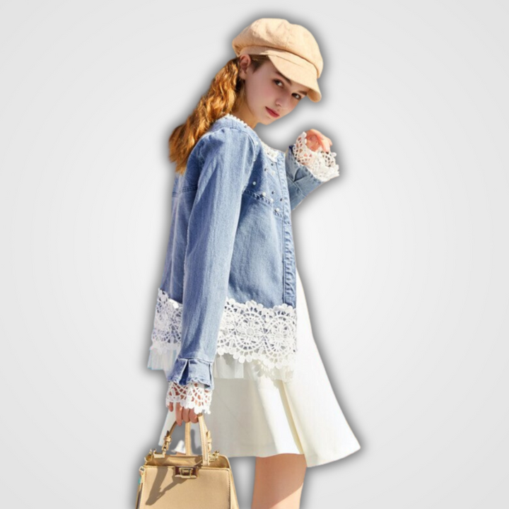 Greta | Veste en jean à dentelle
