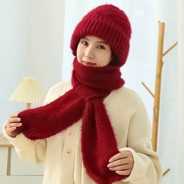 Damen Winterset | Warme Mütze mit passendem Schal aus weichem Polyester
