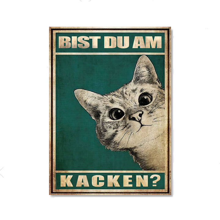 Quadro su tela con gatto divertente | Tela di cotone con inchiostro premium | Elemento decorativo divertente per soggiorno, ufficio e idea regalo