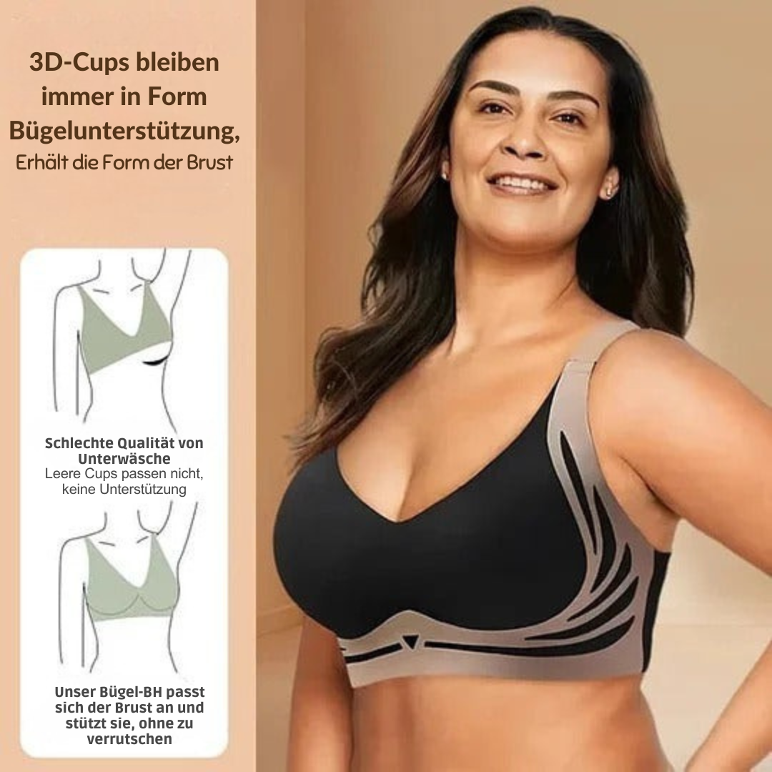 Bezdrôtová push-up podprsenka s komfortným zdvihom | Široké ramienka a U-zadný diel | Vyhladzujúci strih, priedušná, silná podpora bez kostíc