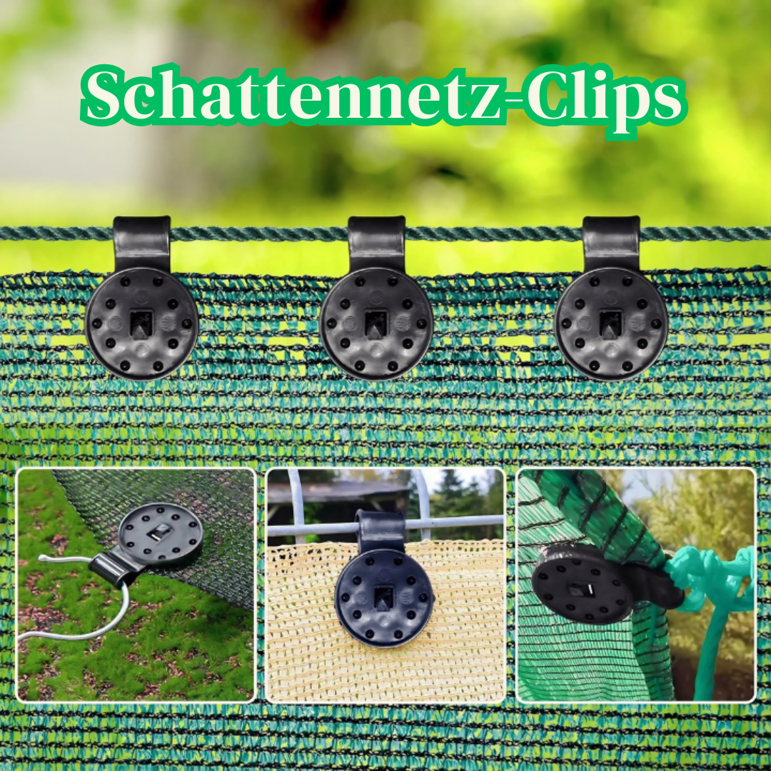 Clips für Schattiernetz &amp; Markisentuch 50 Stück | Lock-Grip gegen Verrutschen bei Wind | Für Garten &amp; Terrasse | Kunststoff schwarz 6×4 cm