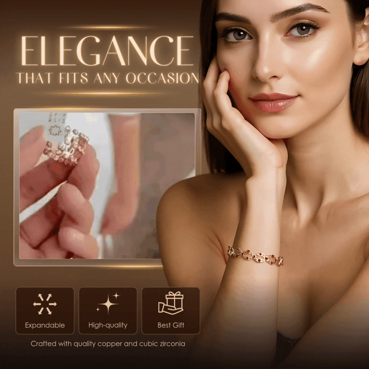 2-in-1 Ring &amp; Armband mit Zirkonia | Verstellbares Schmuckdesign für Finger &amp; Handgelenk | Kupferlegierung | Eleganter Look mit nur einem Handgriff