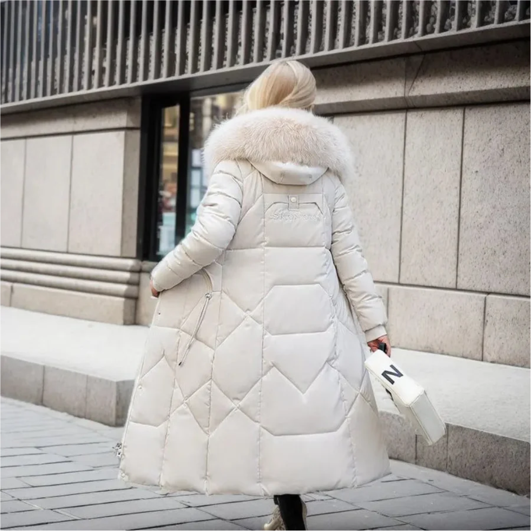 Damen Winterparka lang mit Kapuze | Warm gefütterte Parka Jacke mit verstellbarer Kapuze und großen Taschen für kalte Tage