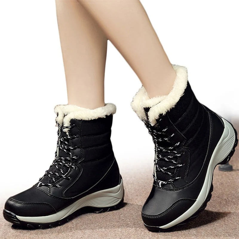 Damen Winterstiefel wasserdicht und warm gefüttert | Schnürstiefel mit rutschfester Profilsohle für Schnee, Regen und kalte Tage