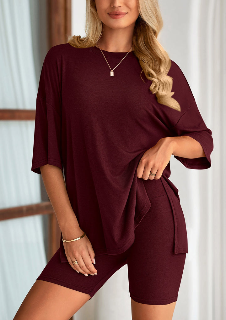 Damen Lounge-Set im Oversized-Look | Zweiteiliges Freizeit-Set mit elastischem Bund | Bequemer Off-Duty-Style