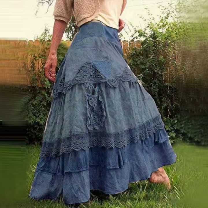 Langer Boho-Lagenrock | Luftiger Maxirock mit fließender Silhouette | Elegant &amp; sommerlich
