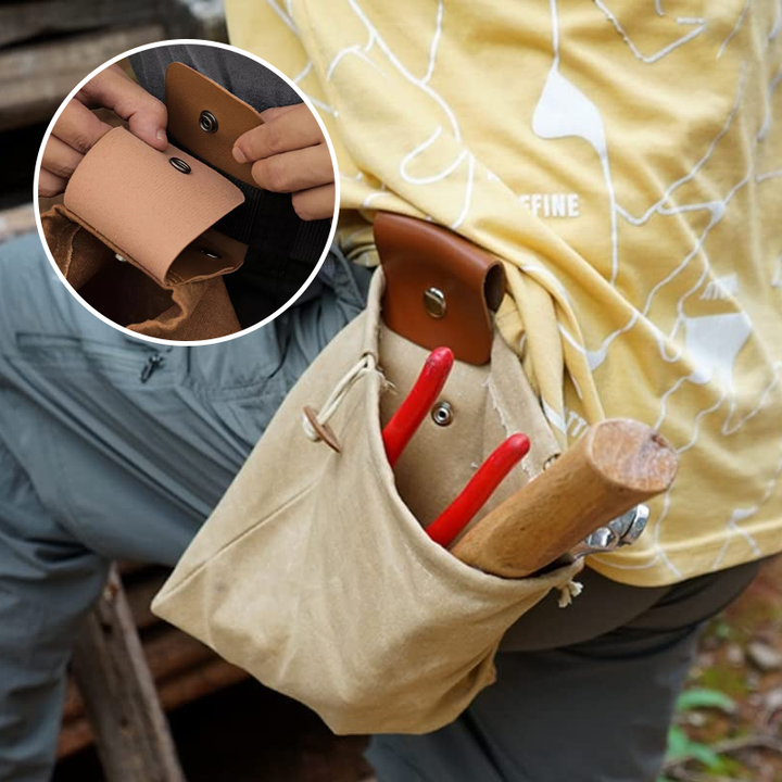 Faltbare Canvas Gürteltasche | Wasserdichtes Canvas+PU, Kordelzug | Freihändig am Gürtel/Rucksack | 21,5×20 cm
