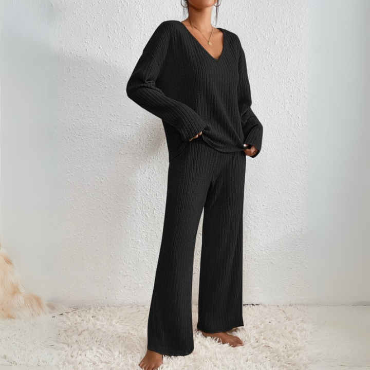 Daphne | Stilvolles geripptes Design Zweiteiliges Set für Damen