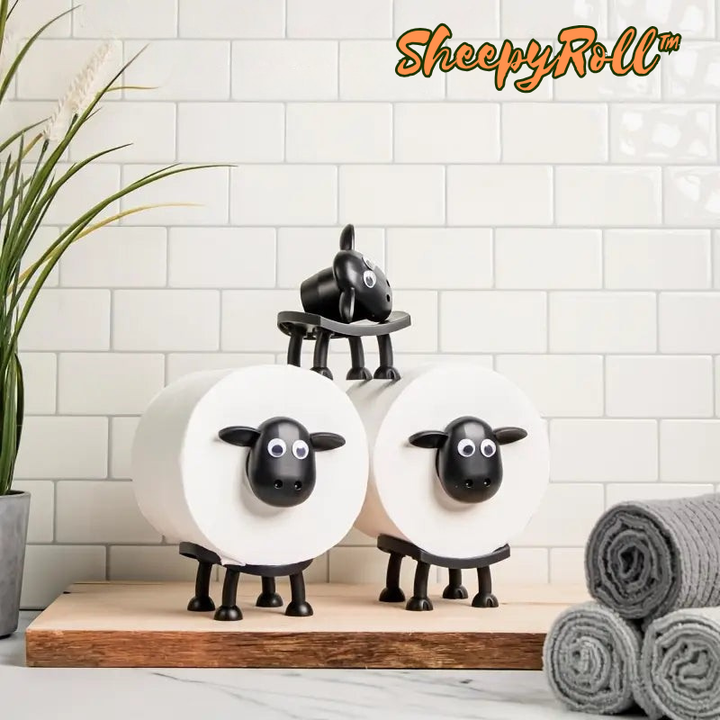 Dekorativer Toilettenpapierhalter im Schaf-Design | Freistehender Rollenhalter aus ABS | Badezimmer Deko ohne Montage