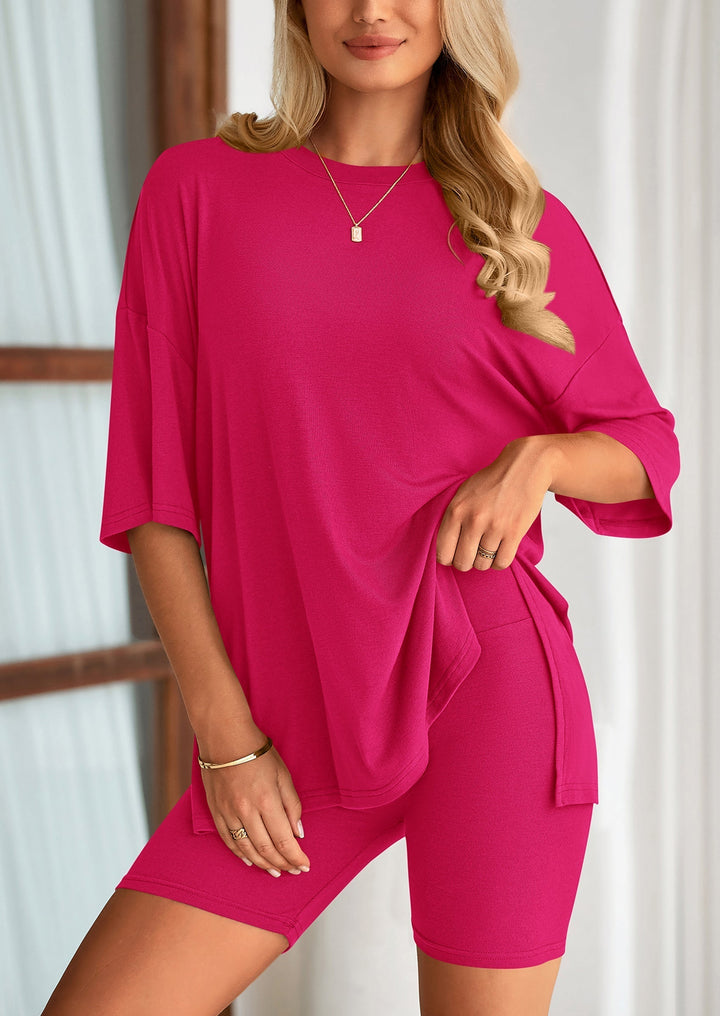 Damen Lounge-Set im Oversized-Look | Zweiteiliges Freizeit-Set mit elastischem Bund | Bequemer Off-Duty-Style