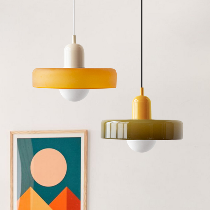 Pendant lamp made of metal &amp; glass with stained glass look | Ø25/Ø35 cm, G9 socket | Adjustable suspension | Crystal look