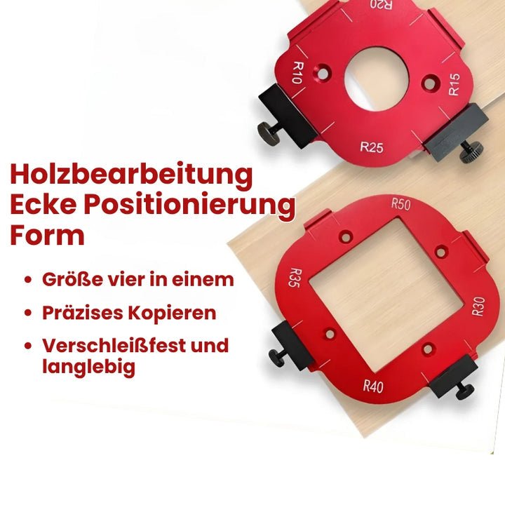 Oberfräsen-Eckenschablonen 4-in-1 aus Aluminium – CornerCommand für perfekte Radien R30–R50 | Präzise Ausrichtung | Robust