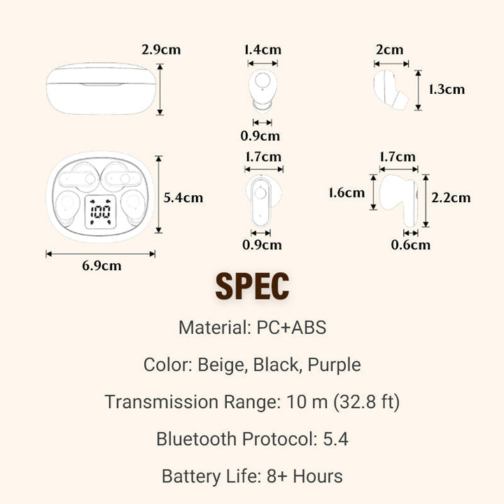 Kabellose In-Ear Kopfhörer | Bluetooth 5.4 mit Geräuschunterdrückung &amp; Ladecase | Über 8 Std. Akkulaufzeit