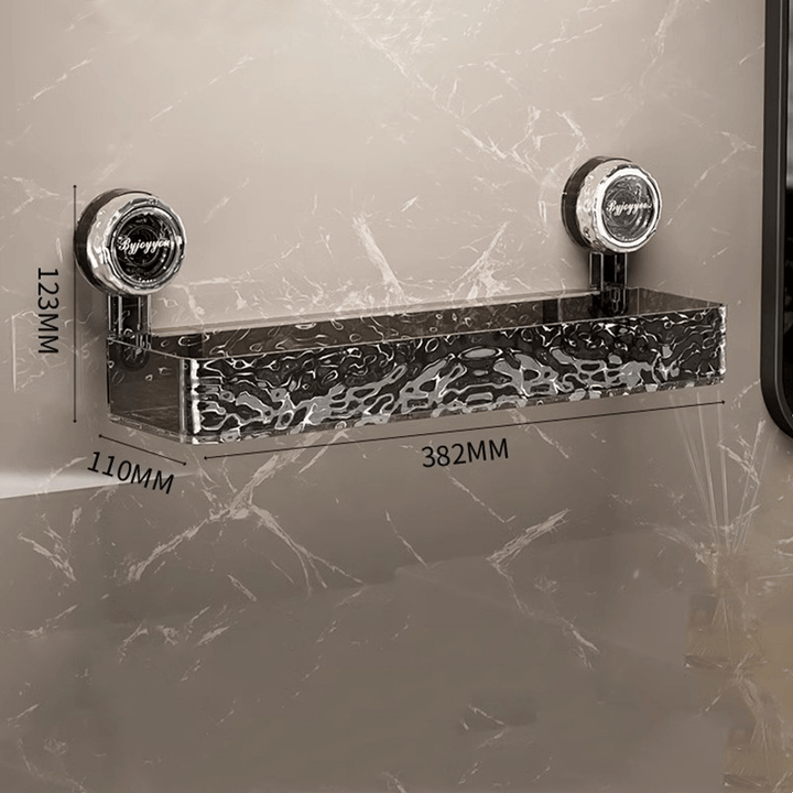 Duschregal mit Saugnäpfen 30,8 cm | Transparente Badezimmerablage ohne Bohren | Mit Haken für Shampoo, Seife &amp; Badzubehör