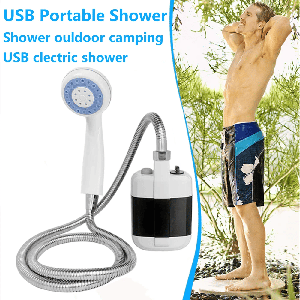 Kompakte Campingdusche mit Akku &amp; 1-Knopf-Bedienung | 4–5 L/min Wasserfluss | USB-aufladbar 2200 mAh | Für Camping, Auto &amp; Haustiere