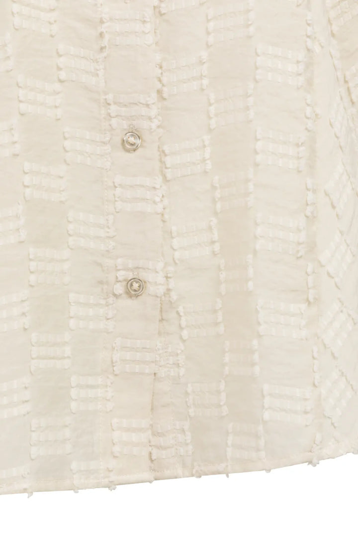 Damen Bluse | Jacquard-Bluse mit kurzen weiten Ärmeln, Kragen und lockerer Passform