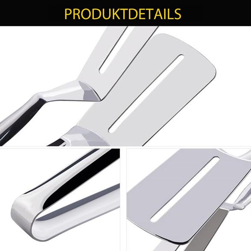 Edelstahl Küchenzange mit Wender | 2-in-1 Grillzange aus 304 Edelstahl | Kochzange für Grill, Pfanne &amp; Küche