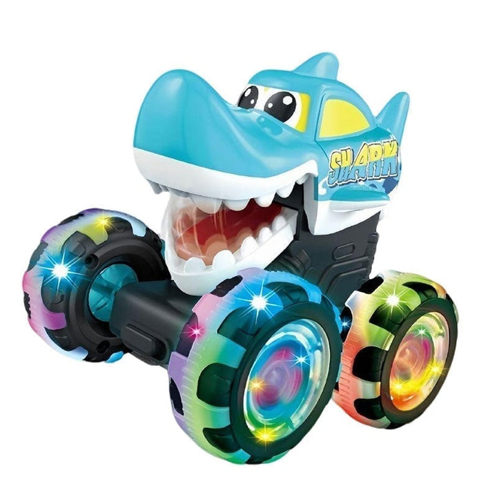 LED Stunt-Auto im Hai-Design | 360° Drehungen &amp; Leuchtende Räder | Robustes Spielzeugauto für Kinder